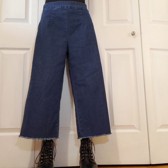 High waisted side zipper Wide Leg cropped Jeans in size 29 - Picture 1 of 9